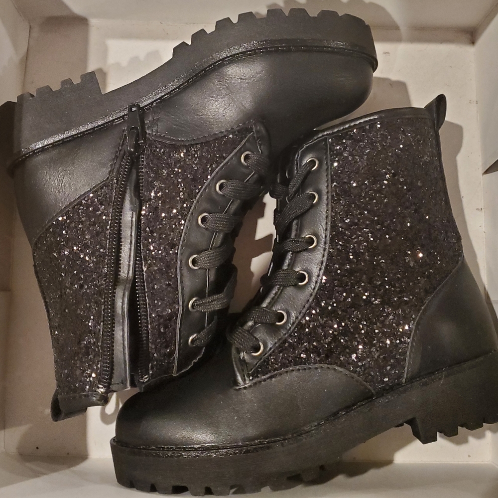UNR8ED Black sequin girls boots